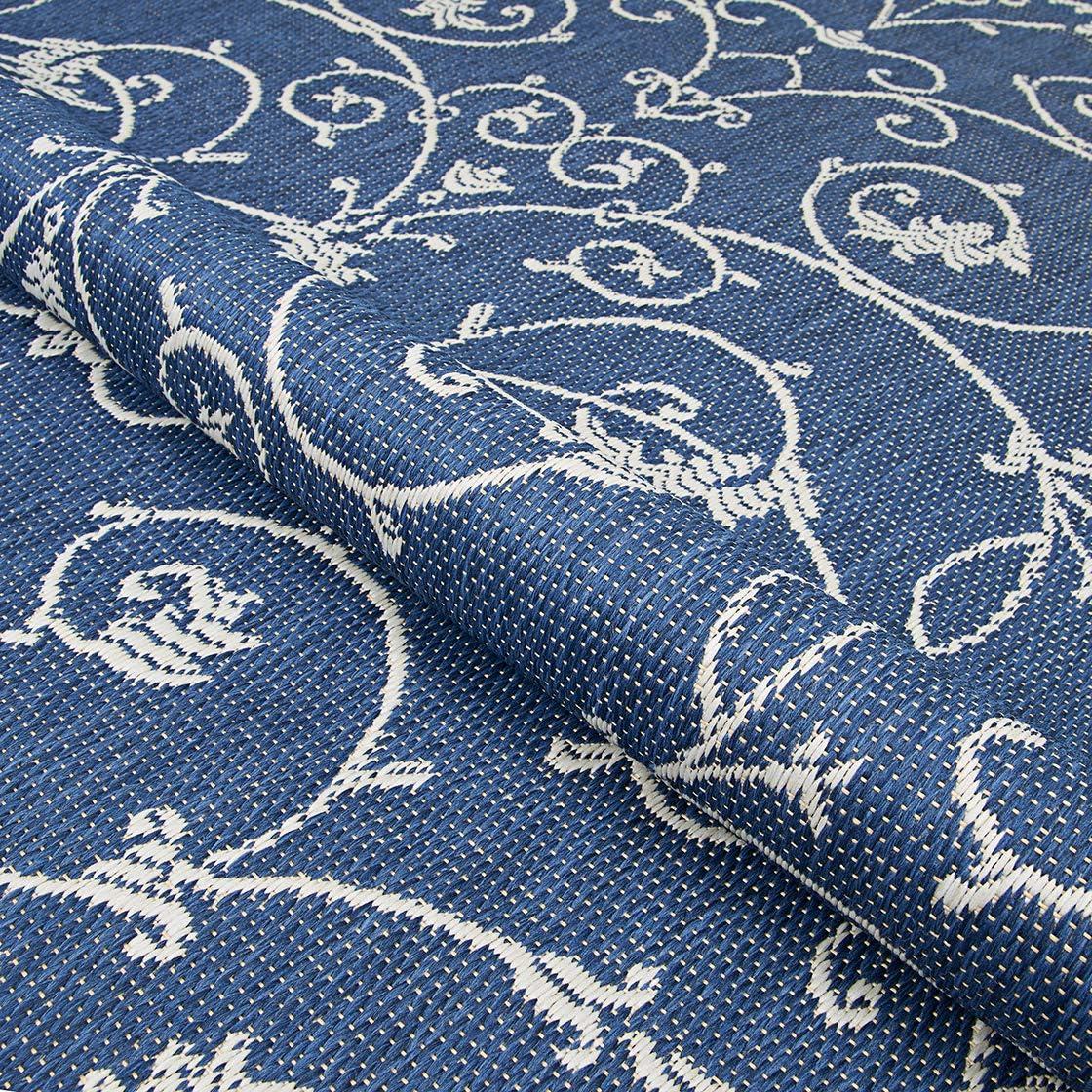Couristan Recife Veranda Indoor / Outdoor Area Rug, Ivory- Indigo Blue, 3'9" x 5'5"