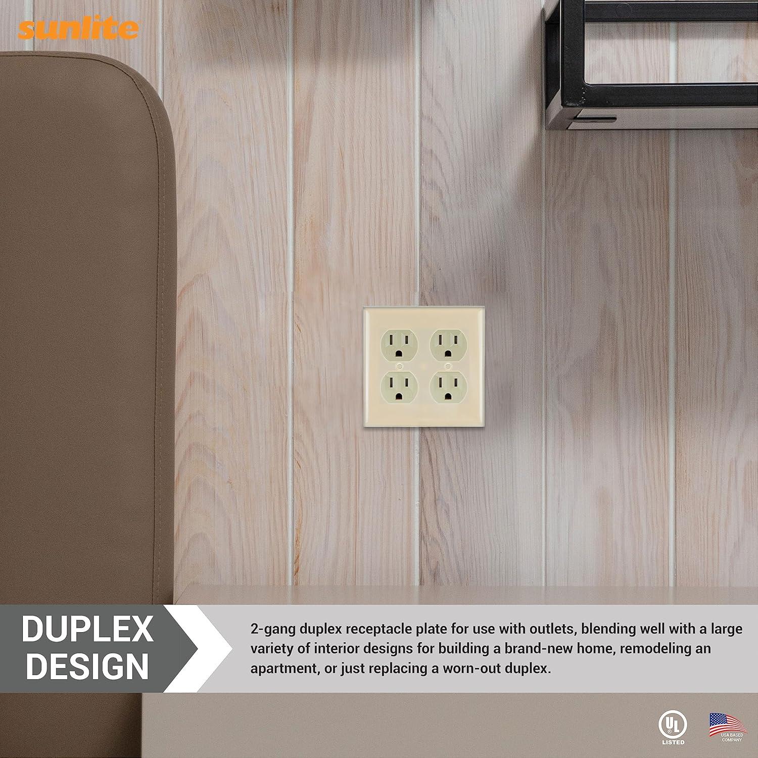 Ivory 2-Gang Plastic Duplex Outlet Wall Plate Covers