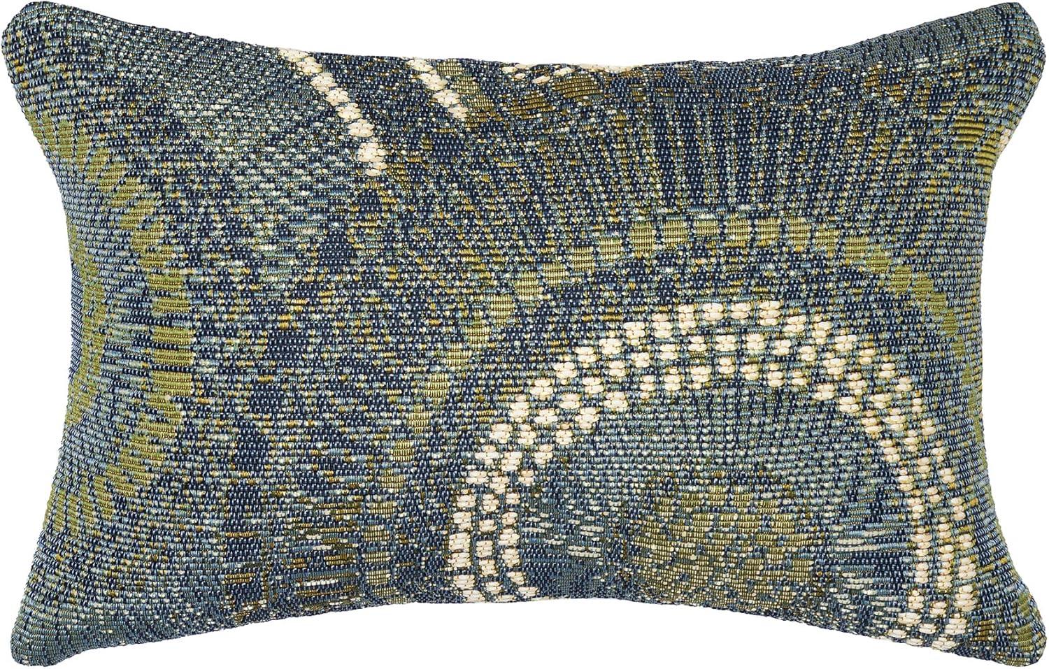 Azure Blue and Gold Rectangular Indoor/Outdoor Pillow