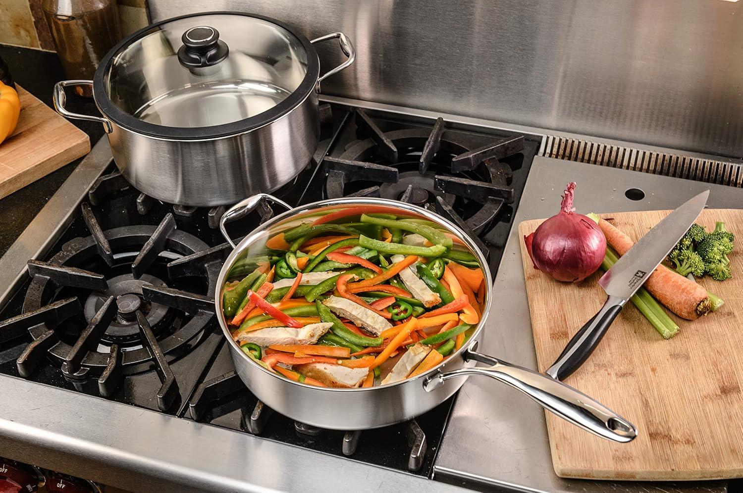 Frieling 4.5 Quarts Non-Stick Stainless Steel Saute Pan with Lid