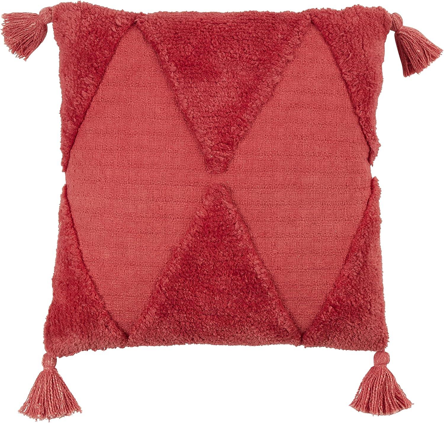 Rust Cotton Tufted Diamond Tassel Euro Pillow Cover