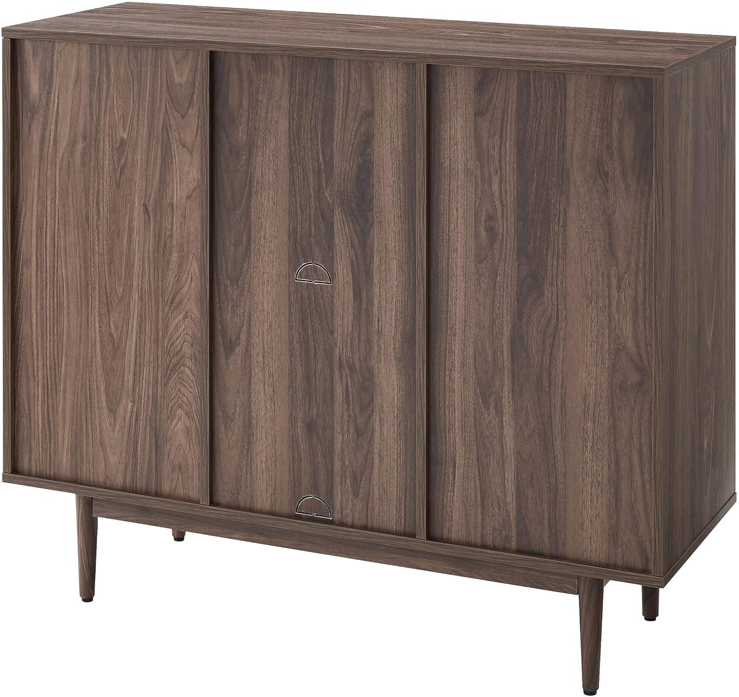 35.88" Liam 6 Cube Bookcase Walnut - Crosley: Mid-Century Design, Media Center-Compatible, Tapered Legs