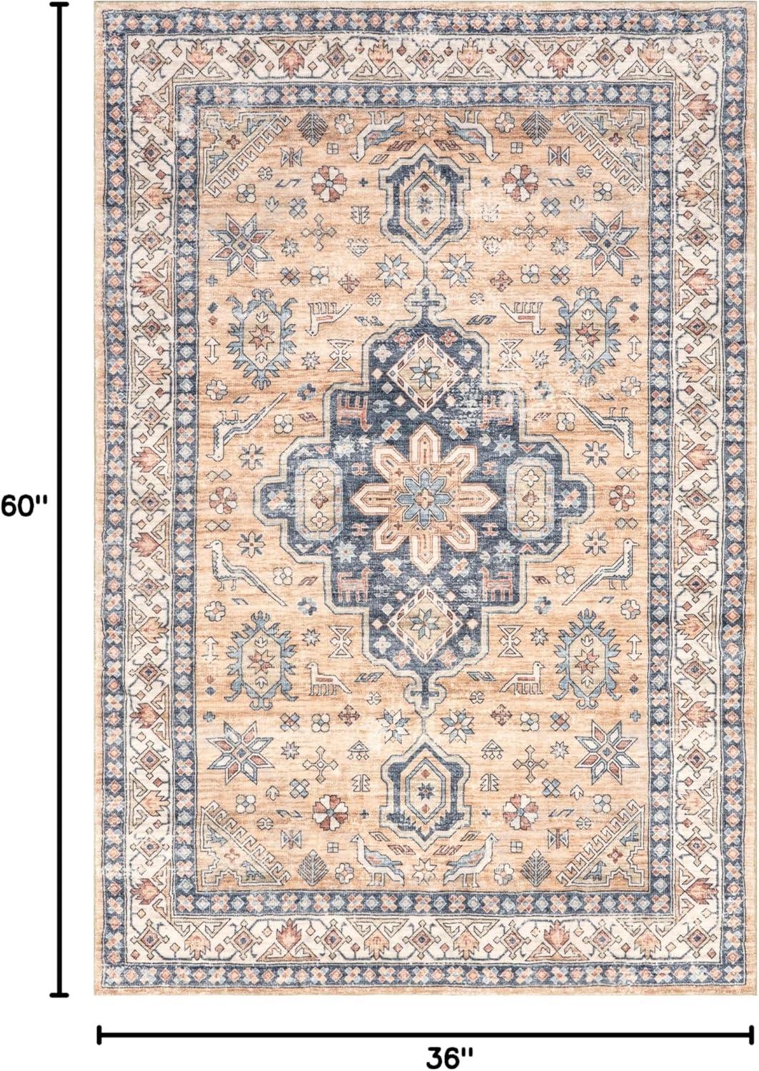 nuLOOM Jordan Vintage Medallion Machine Washable Area Rug, 3' x 5', Sand