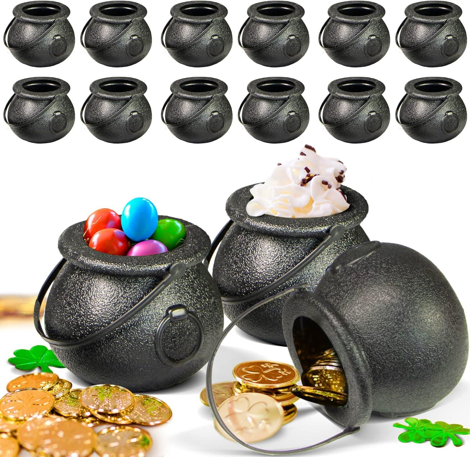 Mini Black Plastic Candy Cauldrons for Halloween and Parties