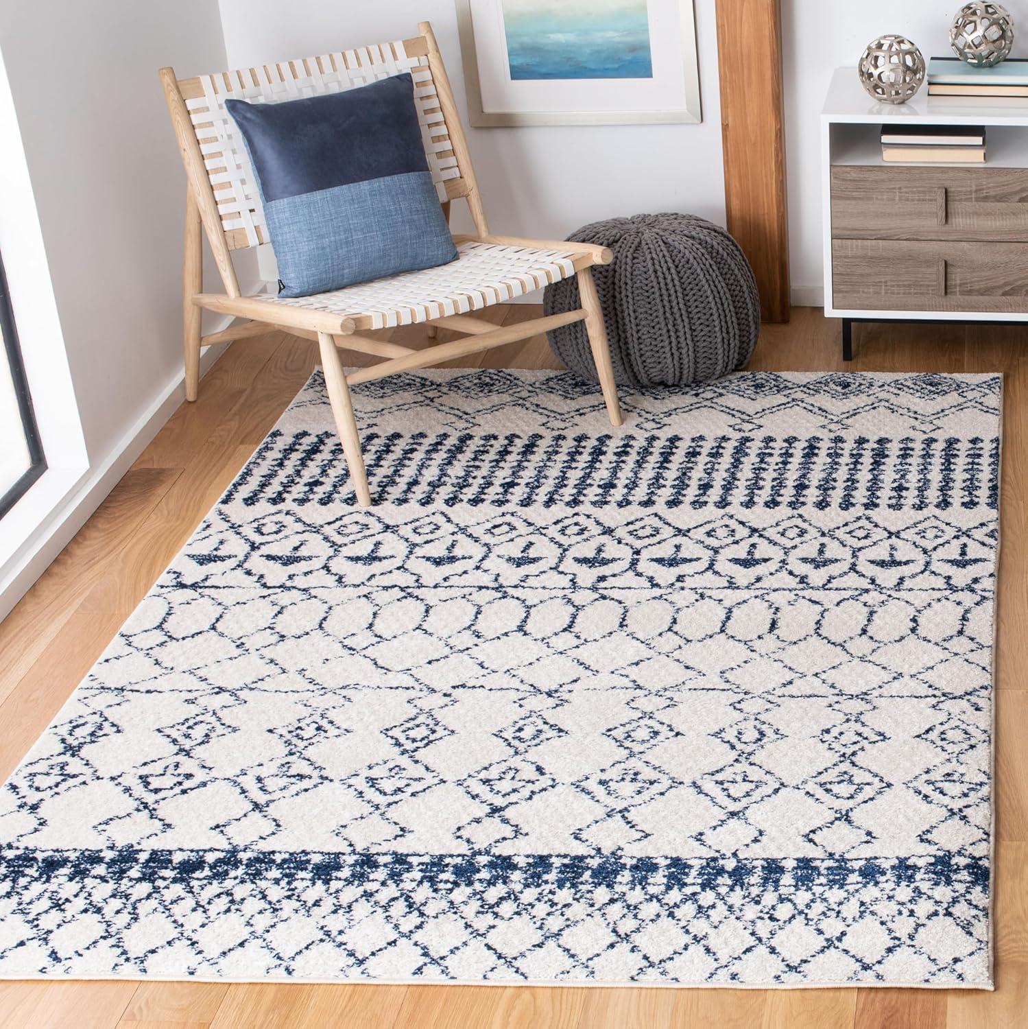 Tulum TUL229 Power Loomed Area Rug - Ivory/Navy - 4'x6' - Safavieh.