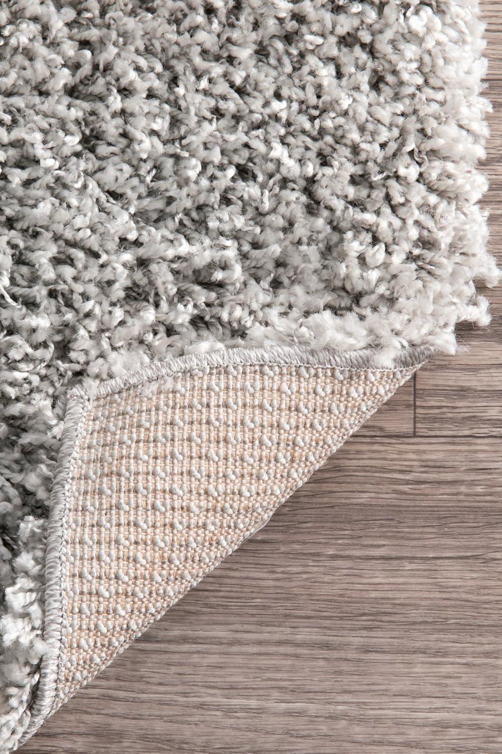 Luxurious Silver Shag Rectangular Area Rug - Synthetic, Easy Care