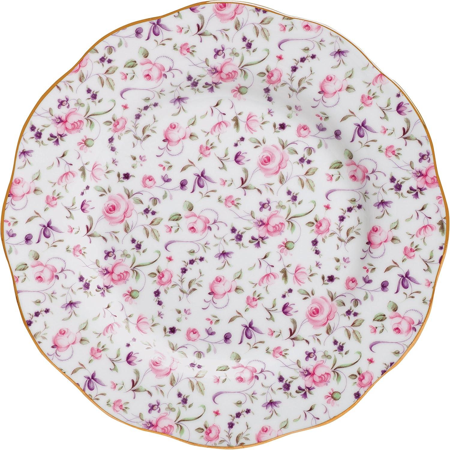 Royal Albert Rose Confetti 5 Piece Set - Fine Bone China - Hand Wash Only - Vibrant Colors, Intricate Detailing, Lustrous Gold Rim