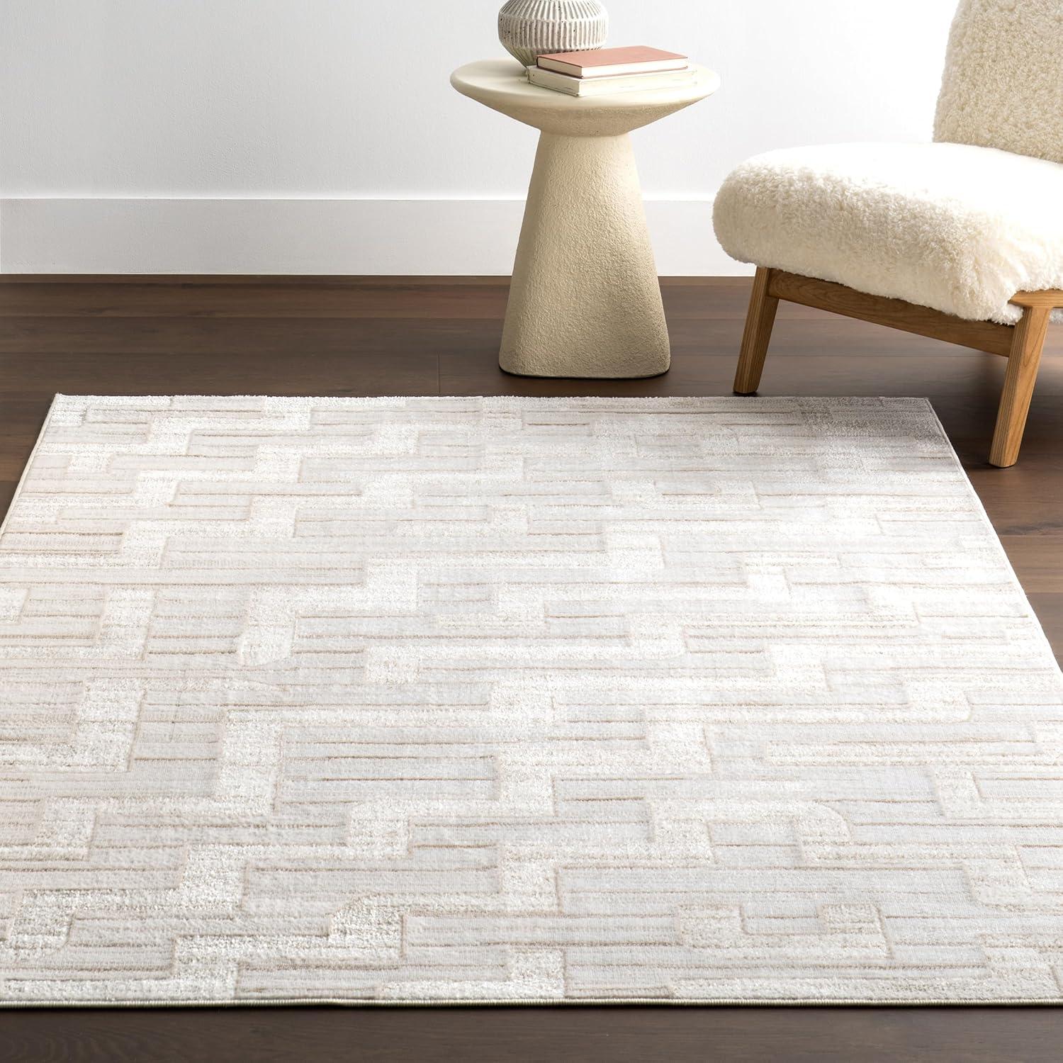 Nuloom Cailin Modern Geometric Machine Washable Indoor Area Rug, 4' x 6', Beige