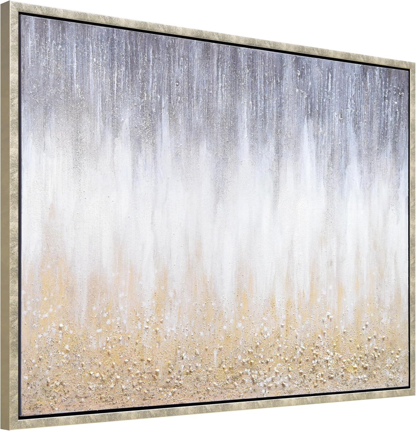 Empire Art Direct Golden Cascade Textured Glitter Hand Painted Framed Canvas Wall Art