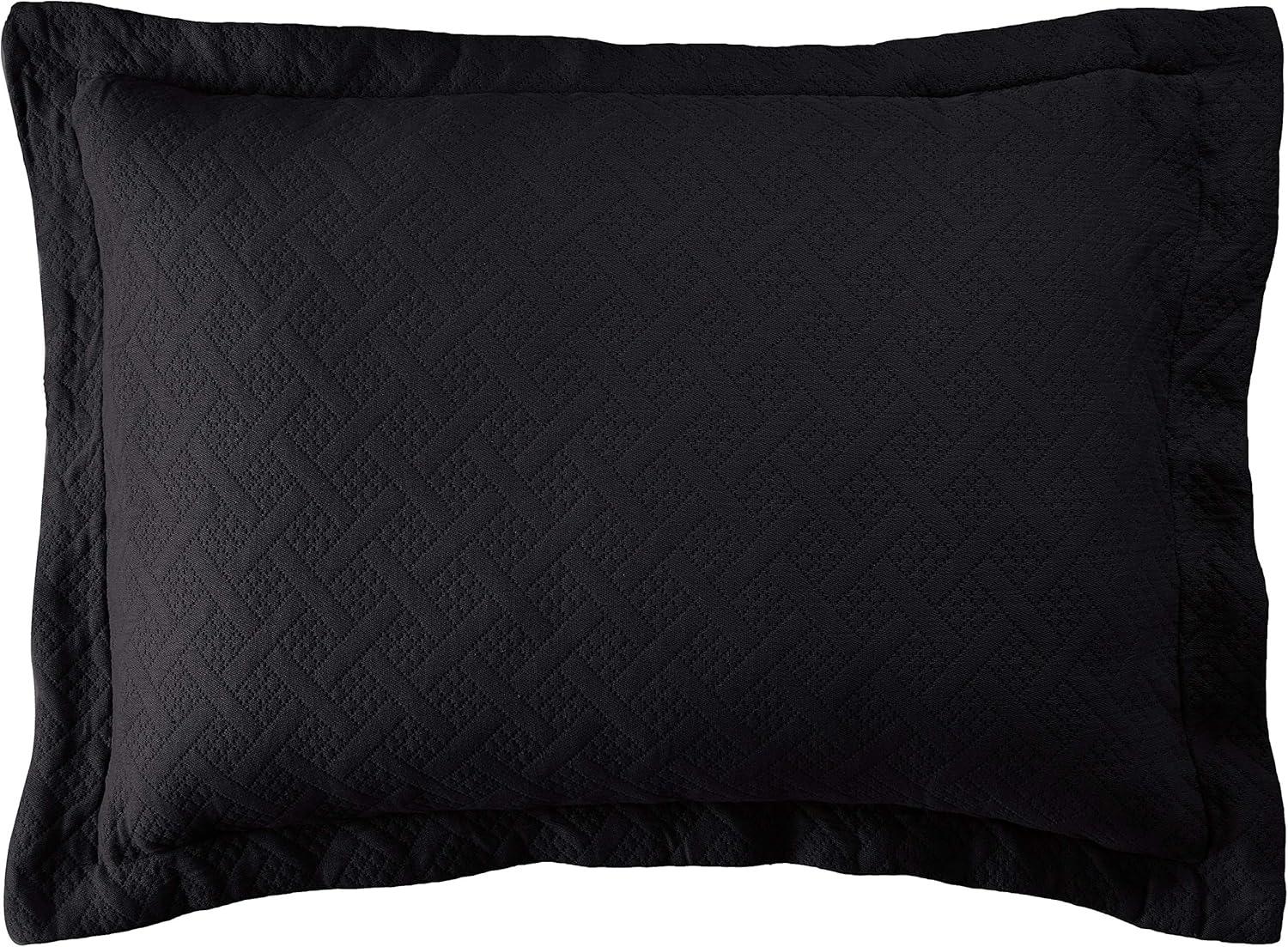 Superior 100% Cotton Basket Weave Bedspread 3 Piece Set, Queen, Black