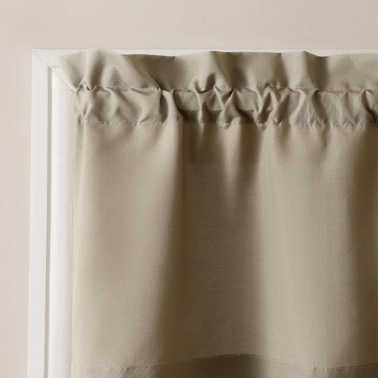 No. 918 Martine Microfiber Semi-Sheer Rod Pocket Kitchen Curtain Valance and Tiers Set, 54" x 24" 3-Piece, Taupe