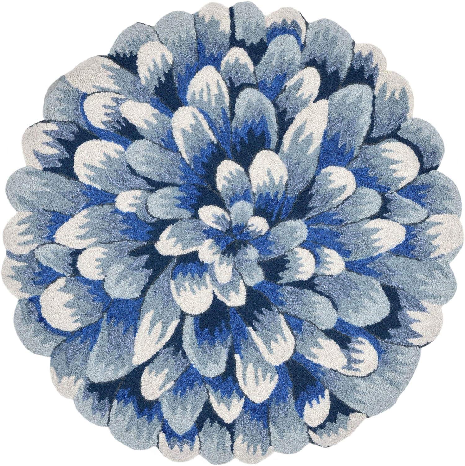 Liora Manne Frontporch Mum Indoor/Outdoor Rug Blue 3' Round