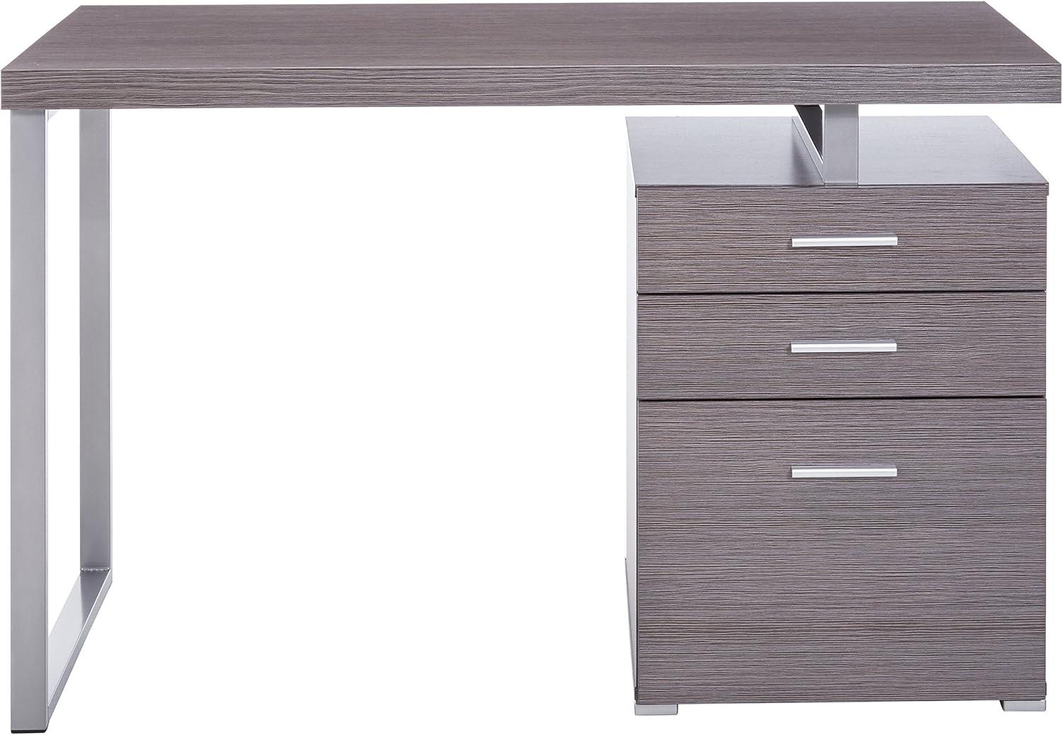 Transitional Grey 48" Home Office Desk with Filing Cabinet