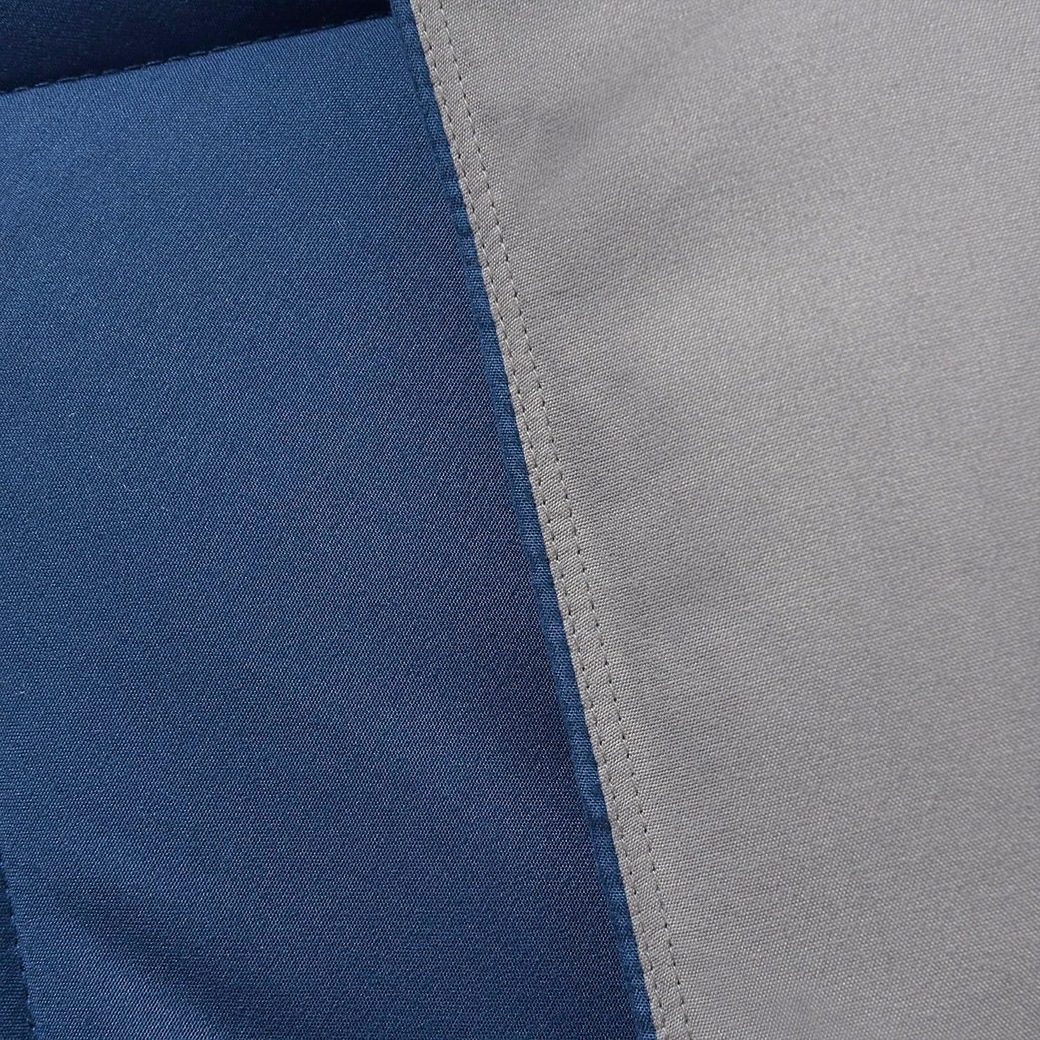Navy and Light Gray Reversible Queen Microfiber Comforter Set