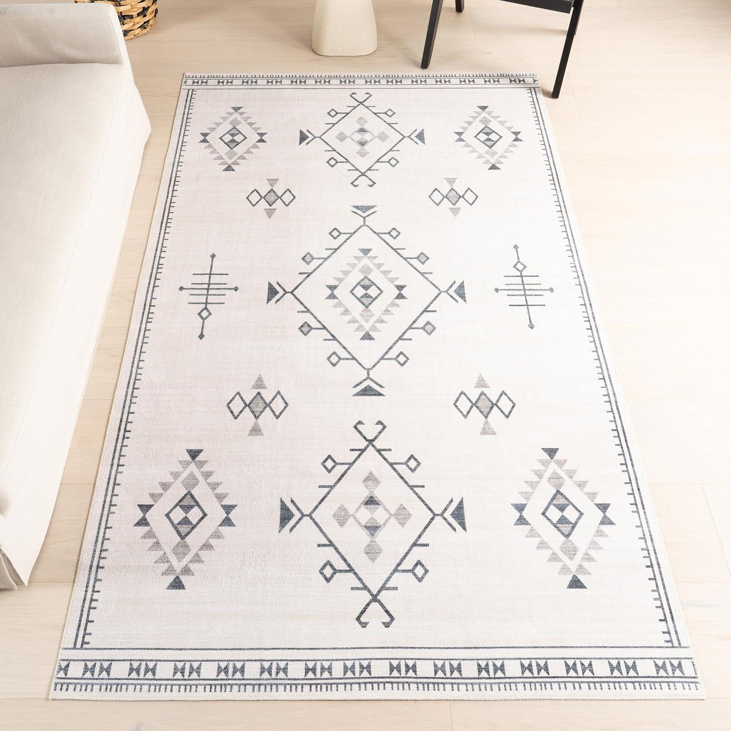 Nuloom Evalyn Southwestern Pet Friendly Machine Washable Area Rug, 3' x 5', Cream