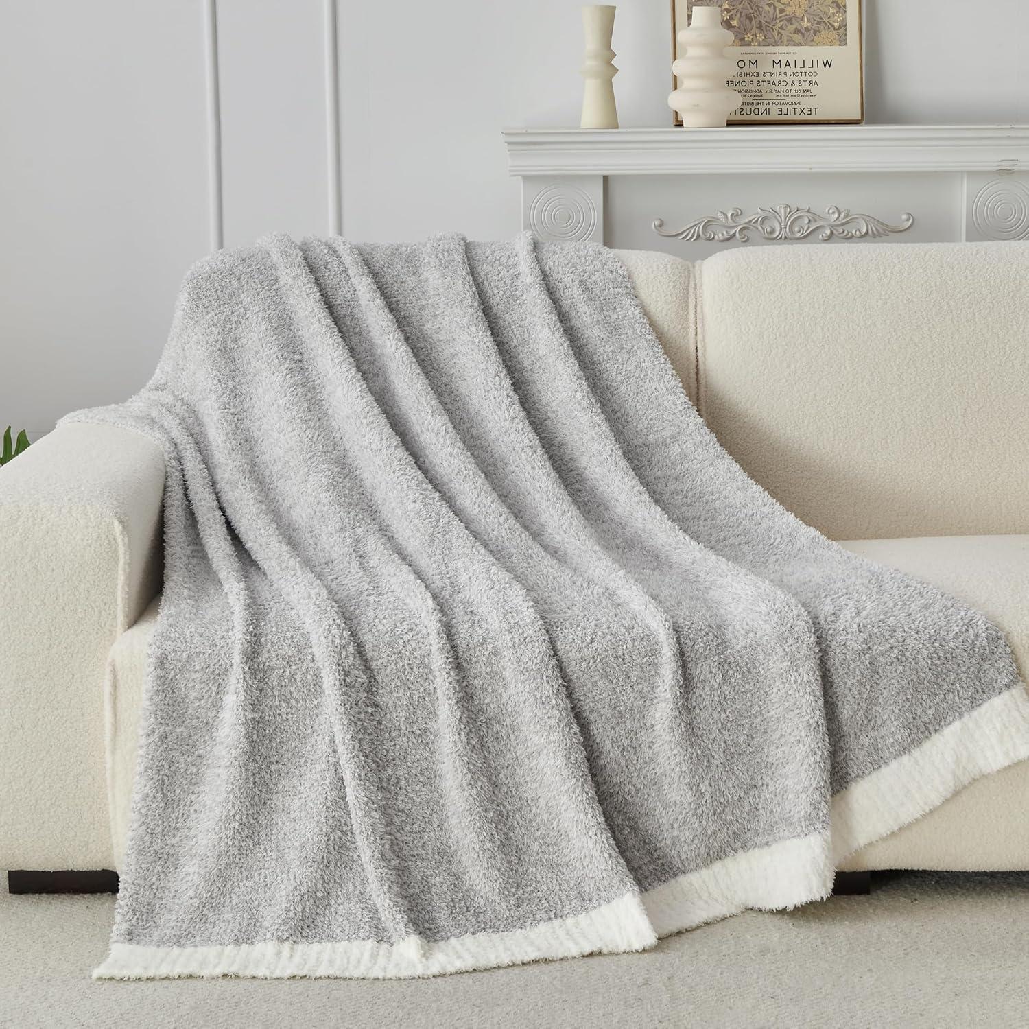 Soft Fluffy Sherpa Fleece Cozy Throw Blanket 50"x60" Heather Grey