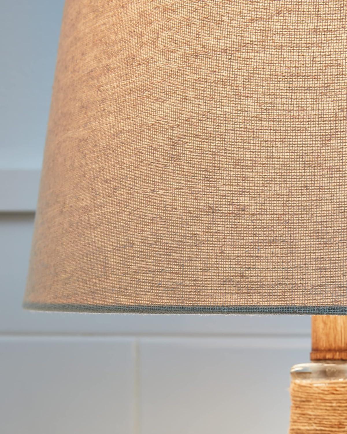 Signature Design by Ashley (Set of 2) Clayleigh Table Lamps Clear/Brown: Seeded Glass, Rope Detail, UL Listed