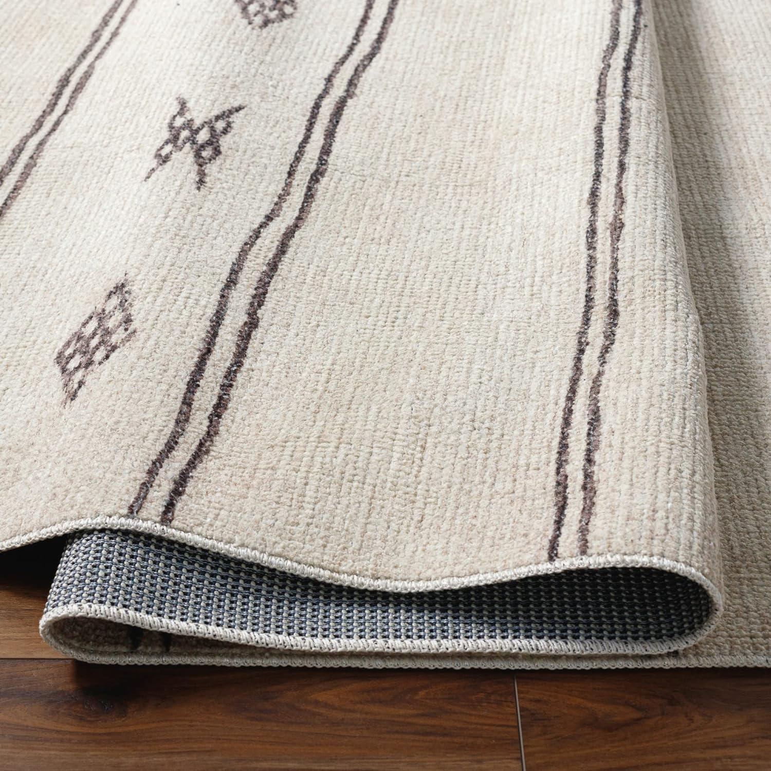 Modern Striped Gray Synthetic 5'3" x 7' Area Rug