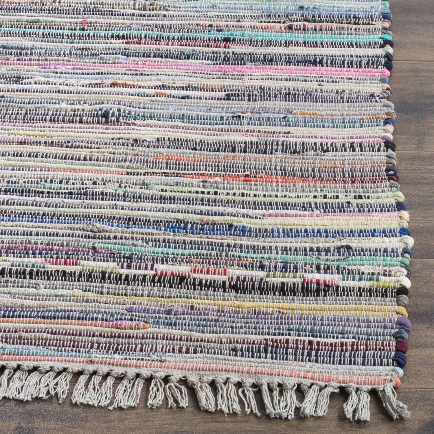 Rag Area Rug RAR121 Hand Woven Area Rug - Grey/Multi - 6'x6' - Safavieh.