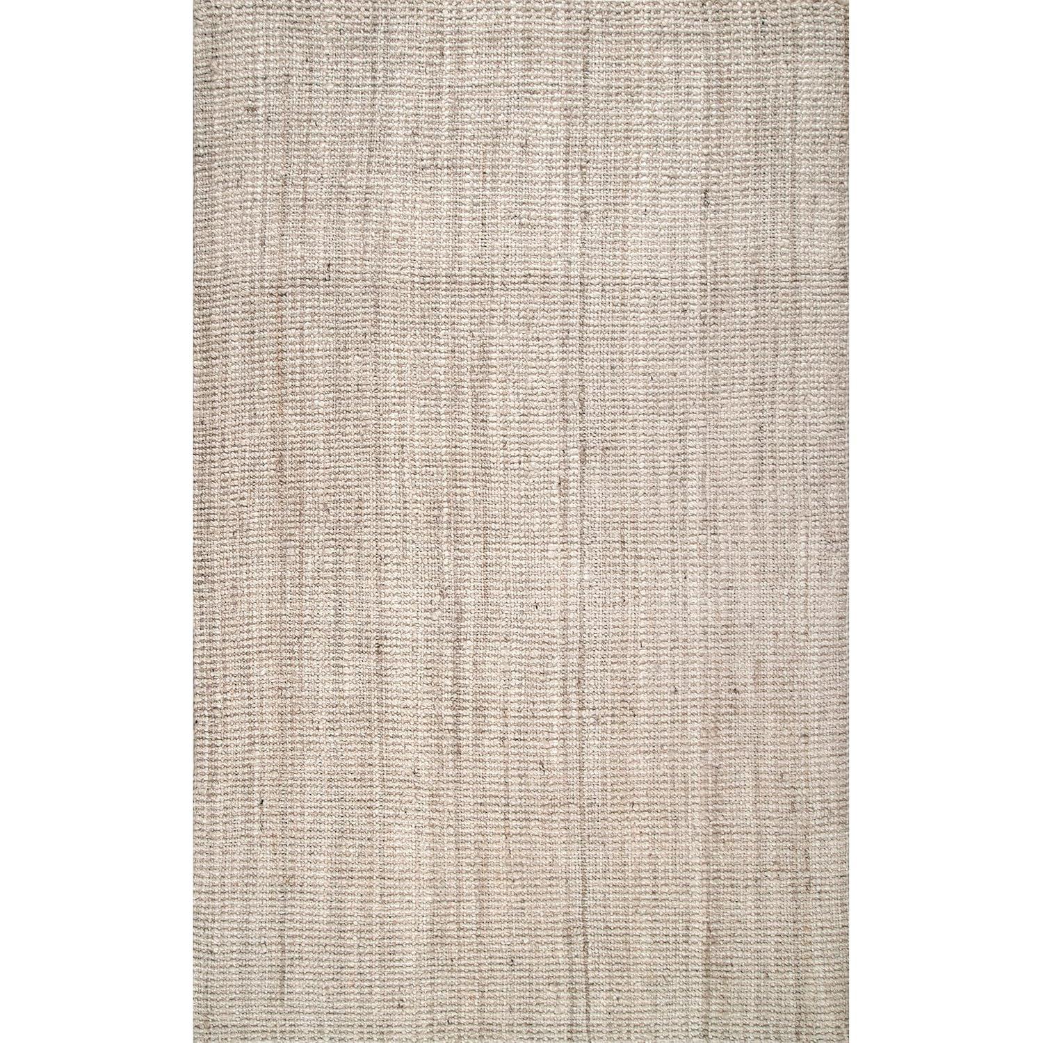 nuLOOM Ashli Solid Farmhouse Jute Area Rug, 3' x 5', Off White