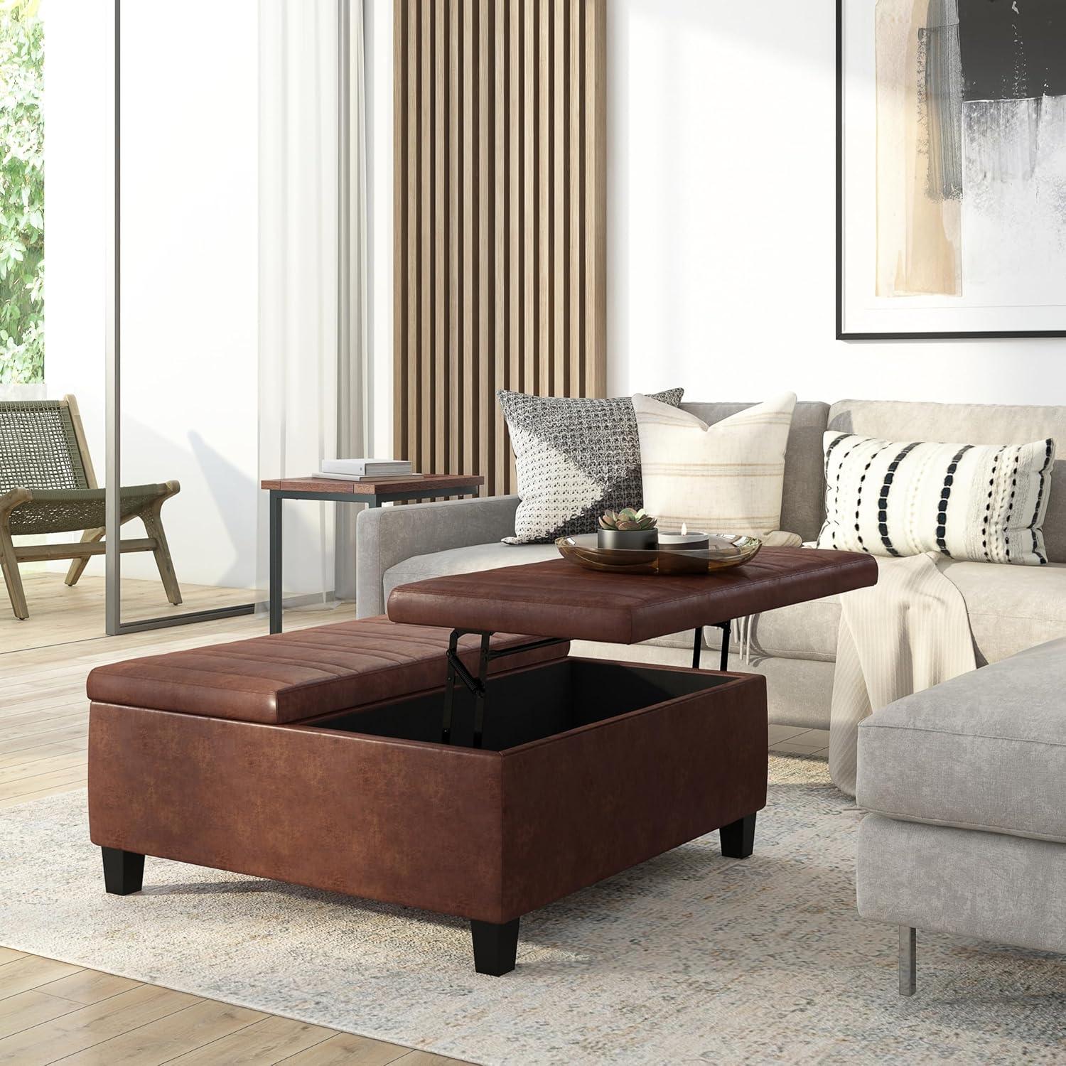 Simpli Home Ellis Coffee Table Storage Ottoman