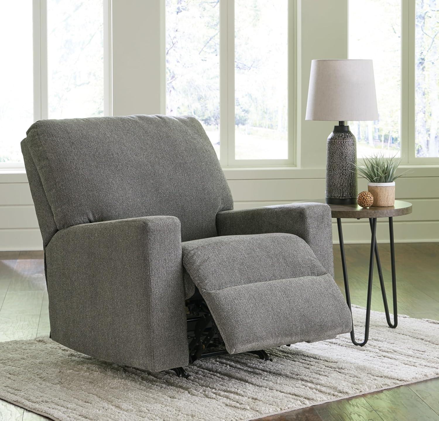 Graphite Gray Polyester Manual Recliner Chair