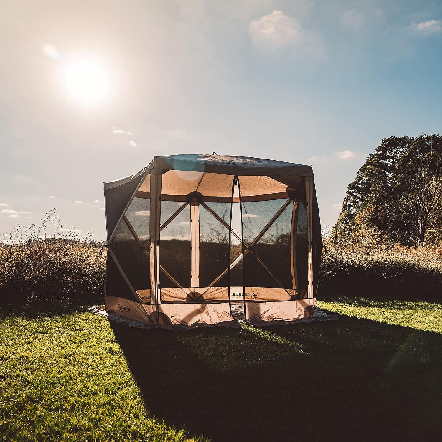 Desert Sand Portable 5-Sided Gazebo with Mesh Windows