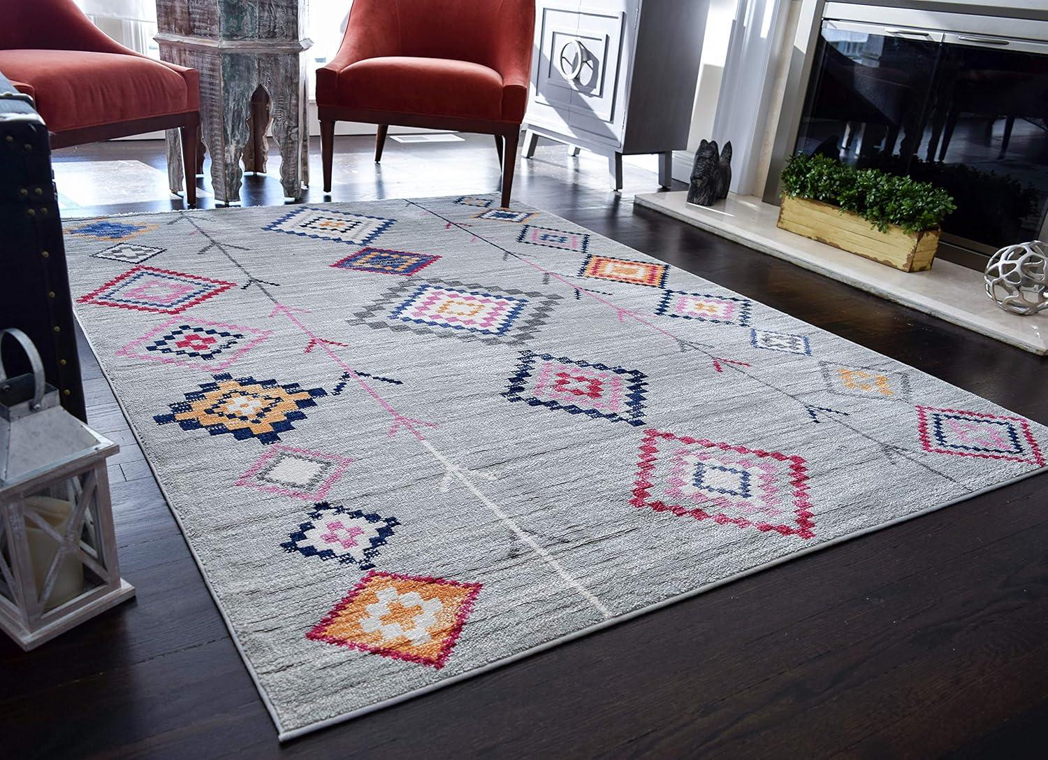 Rugs America Soleil BR15B Light Gray Area Rug for Dining Room Rug Neutral Rug Living Room Rug Kitchen, 5'3"x7'
