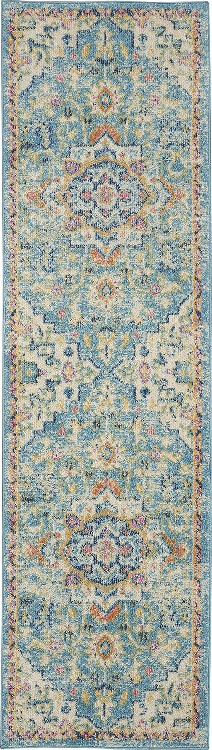 Nourison Passion Bohemian Ivory/Light Blue 1'10" x 6' Area Rug, (2x6)