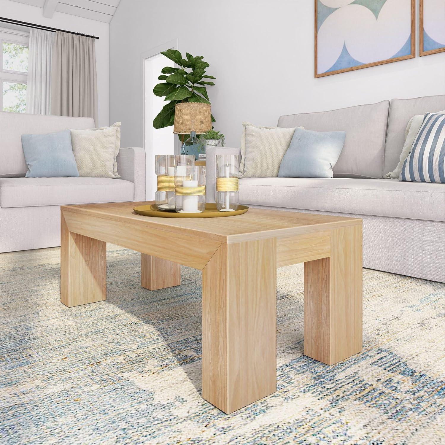 Plank+Beam Modern Rectangular Coffee Table, 40" Coffee Table for Living Room