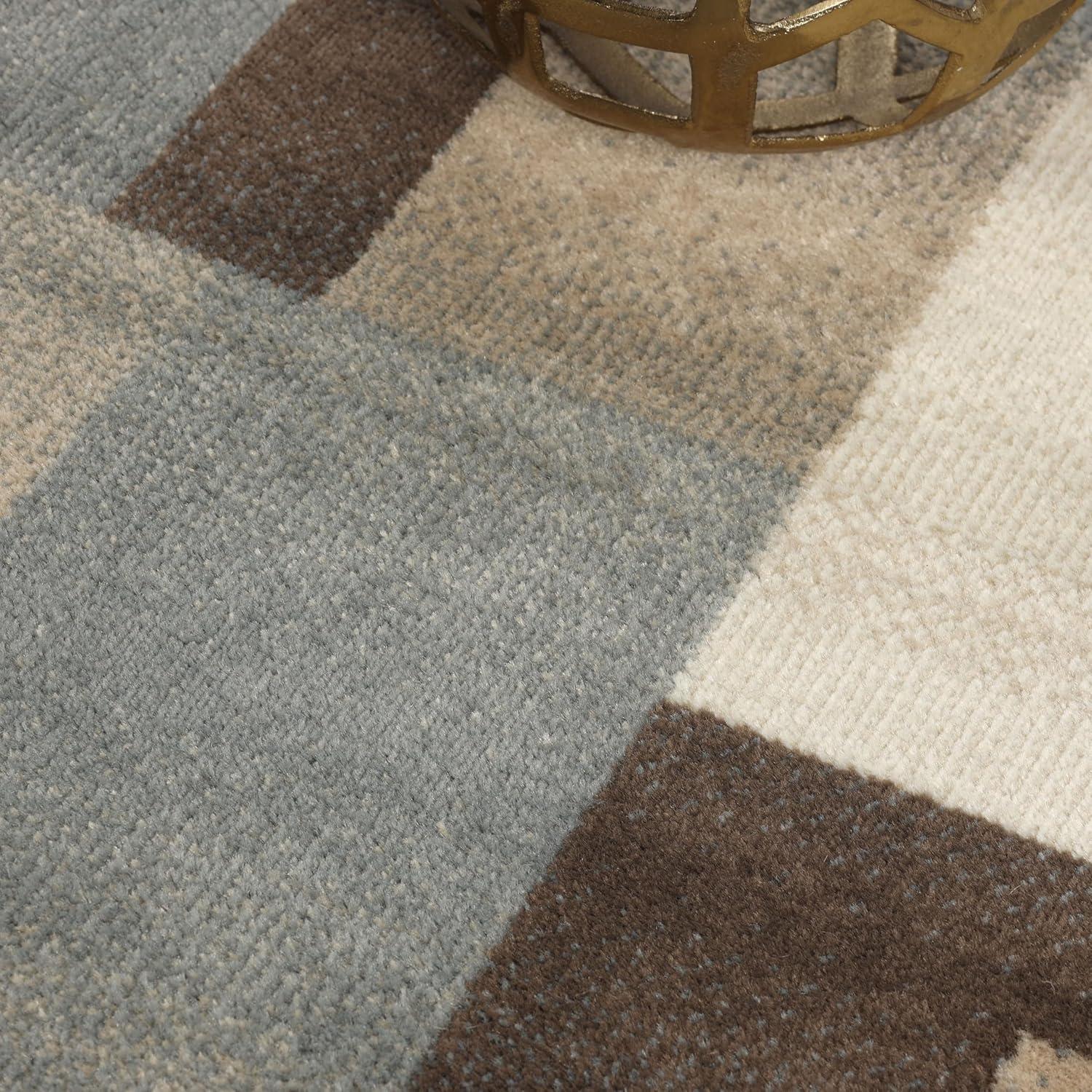 Superior Color Block Area Rug 6' x 9', Gray