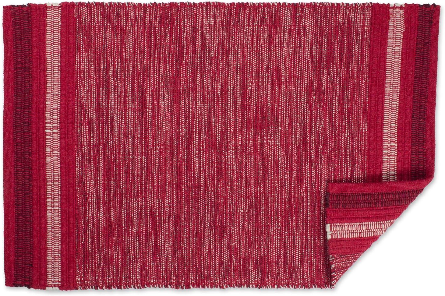 Handmade Red Cotton Reversible Striped 2x3' Rug