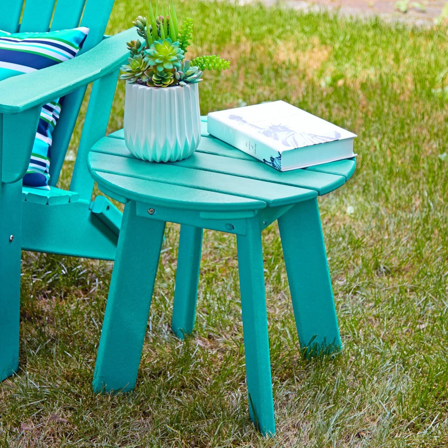Aqua HDPE Round Outdoor Accent Table, 20" Diameter