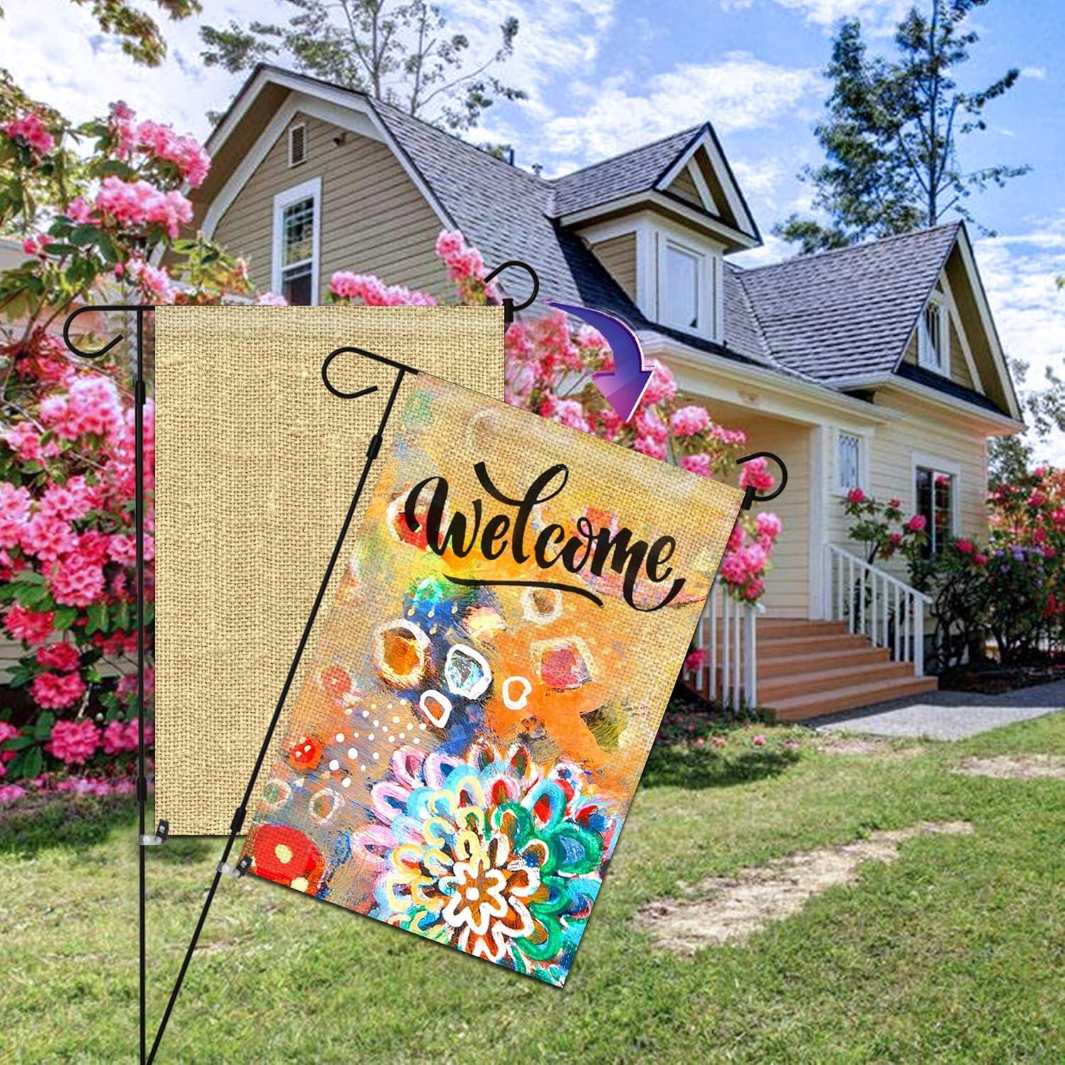 Anley Blank Burlap Garden Flag - DIY Personalized Craft Banner Vinly - 18 in x 12.5 in