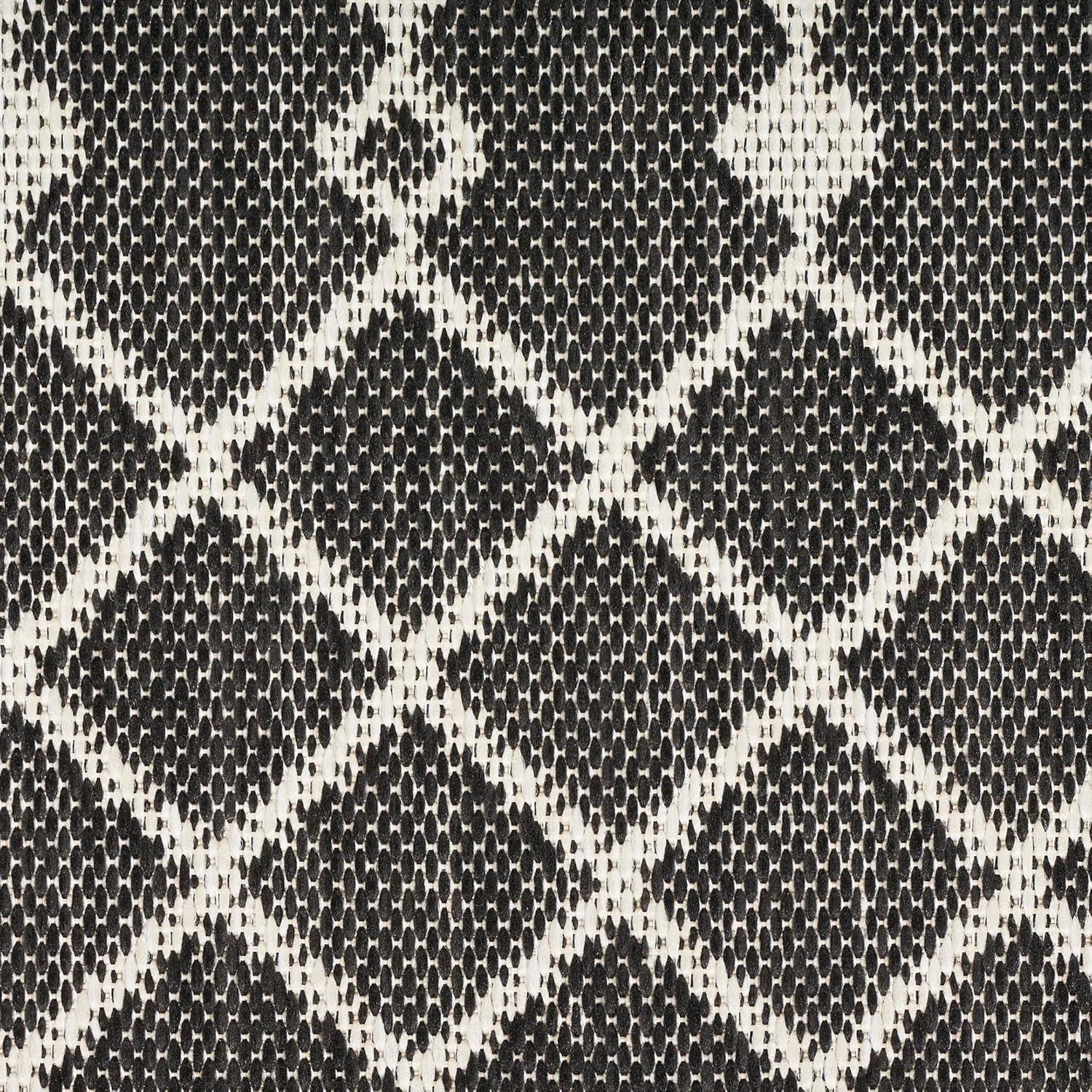 Nourison Positano Moroccan Trellis Flatweave Low Pile Indoor Outdoor Area Rug Black 8' x 10'