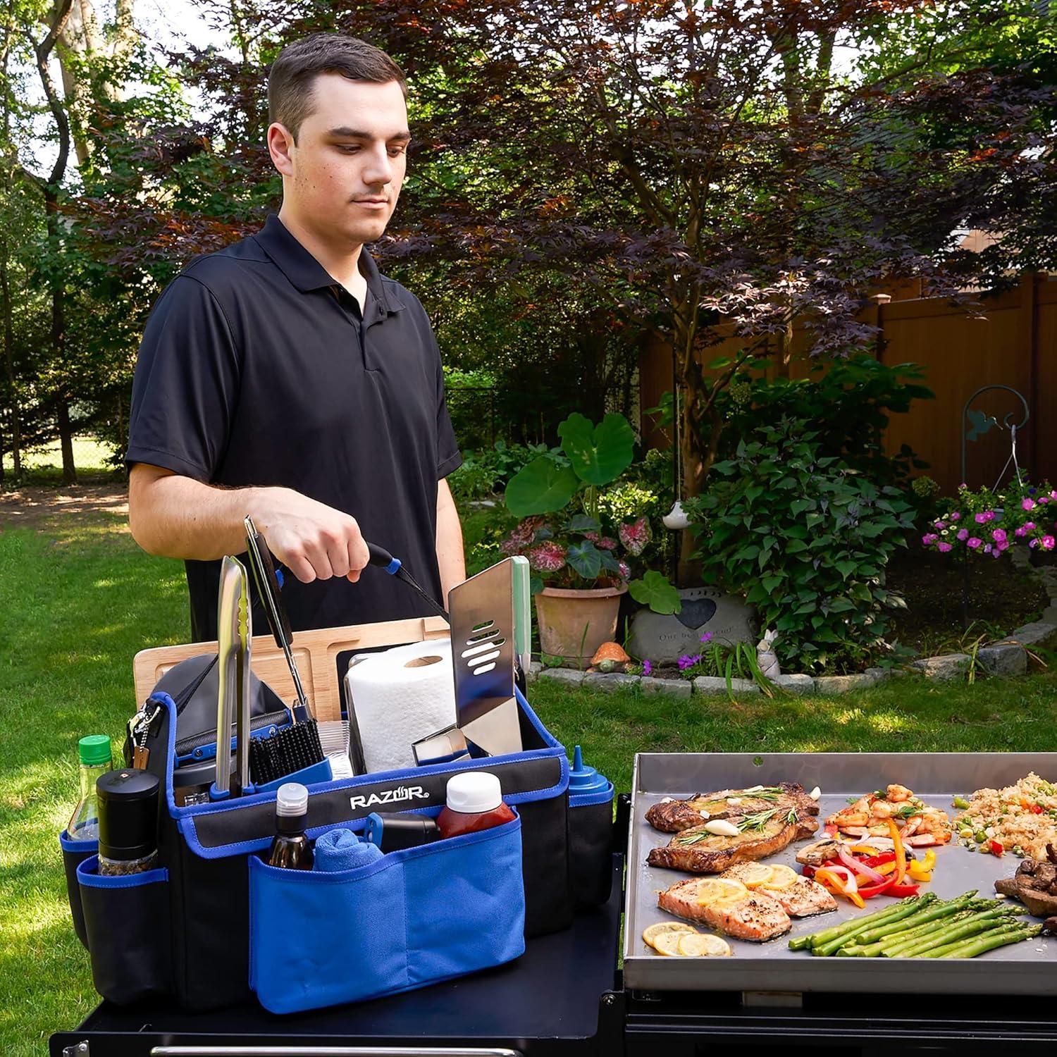 Razor Heavy-Duty Black and Blue Griddle Tool Caddy