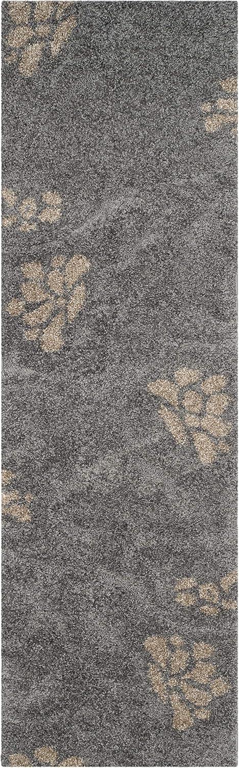 Florida Shag SG464 Power Loomed Runner Rug - Smoke/Beige - 2'3"x10' - Safavieh.
