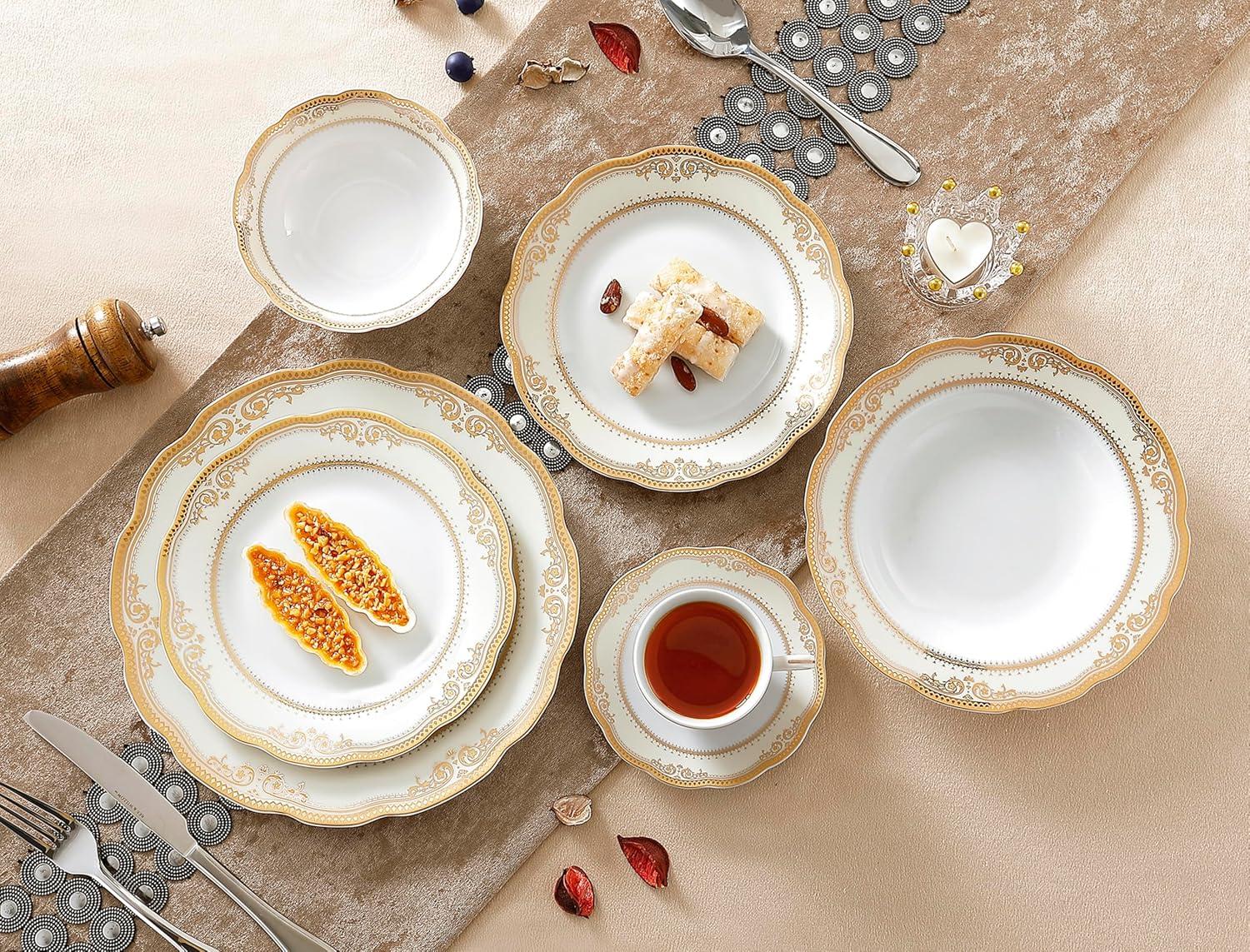 Lorren Home Trends 57 Piece Porcelain China Dinnerware Set - Service for 8