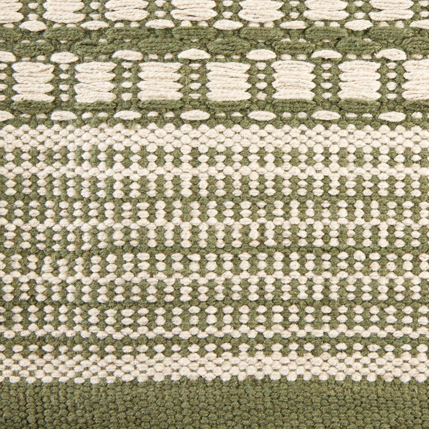 Artichoke Green Dobby Stripe Hand-Loomed Rug 2x3 Ft