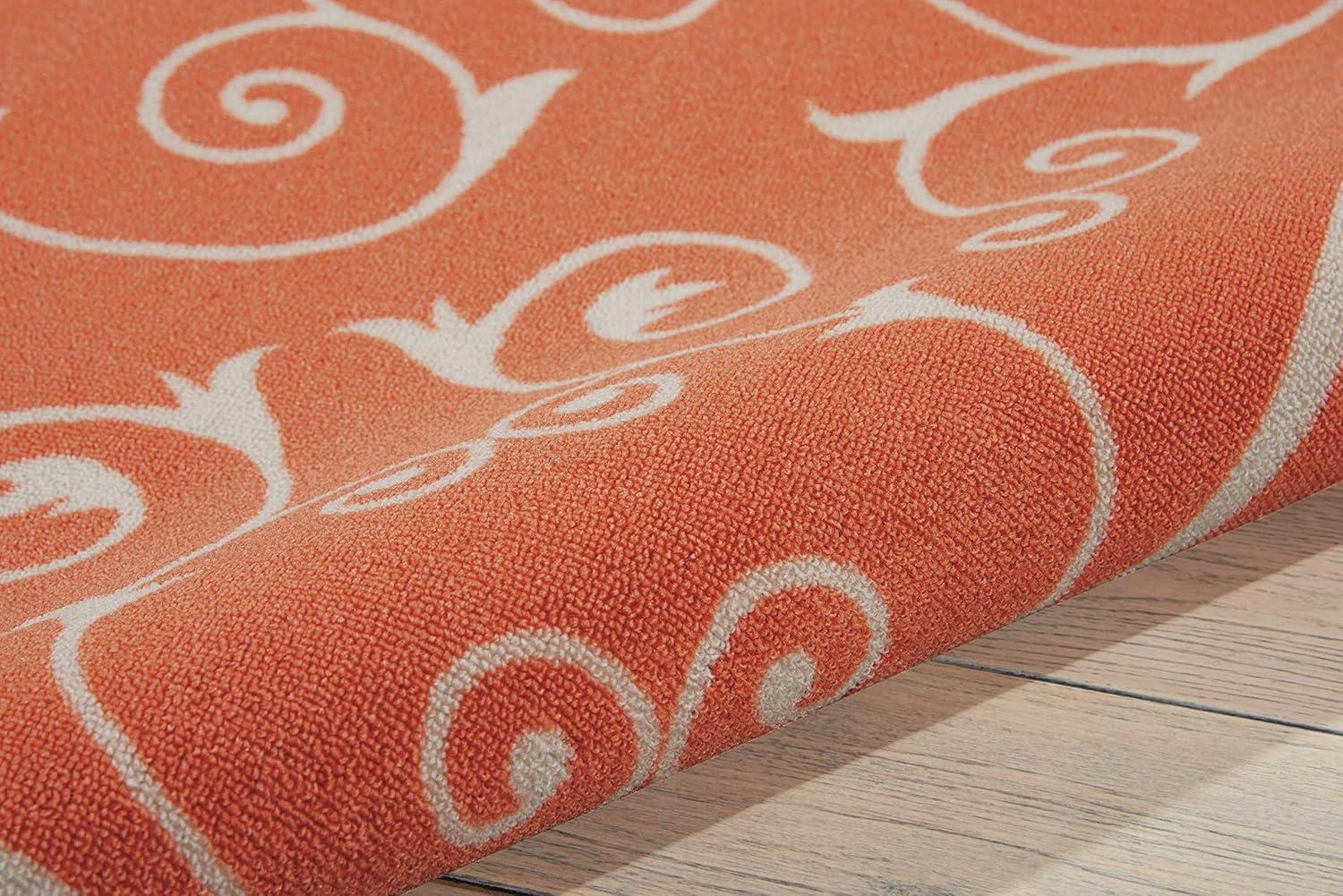 Floral Haven Orange & White Reversible Indoor/Outdoor Rug 5' x 7'