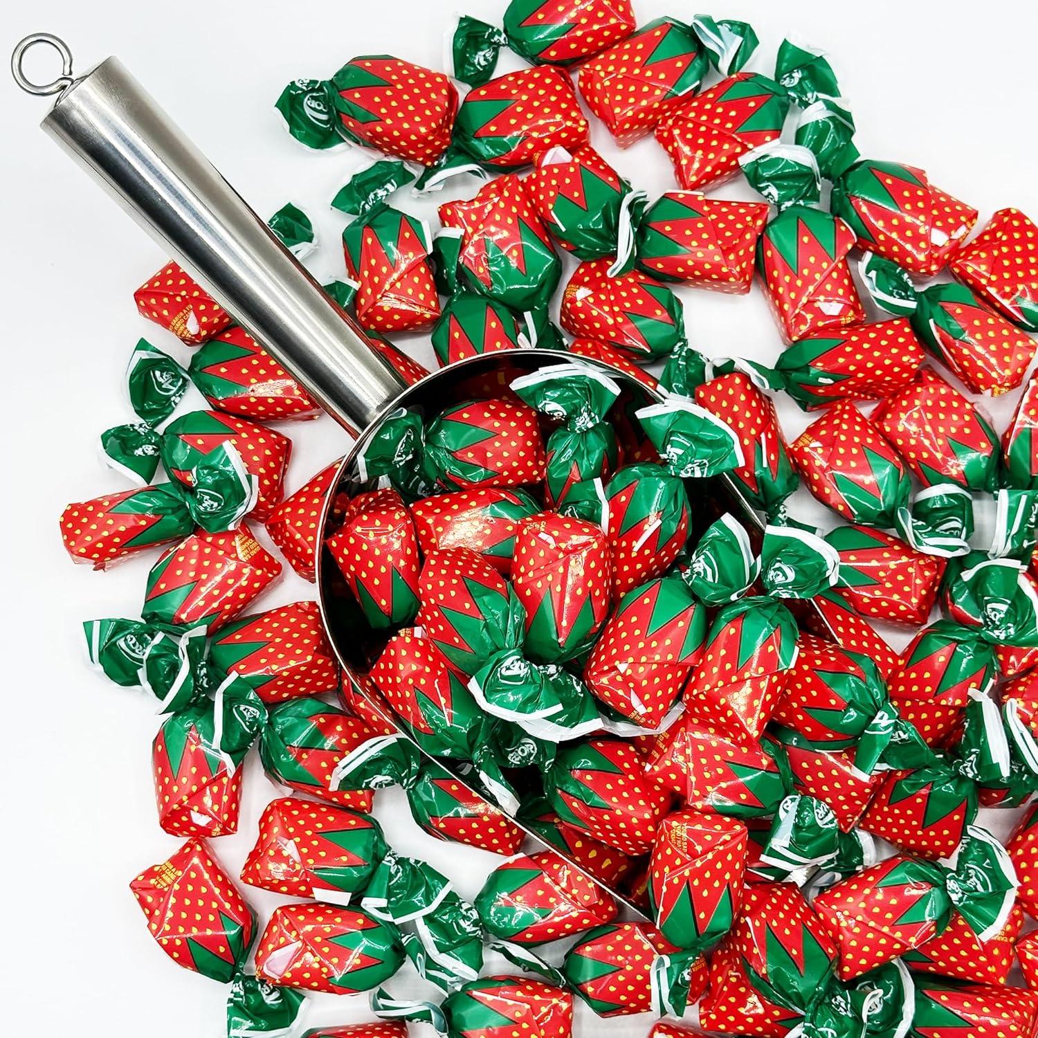 Strawberry Filled Hard Candy - Individually Wrapped Strawberry Bon Bons Candy 2 Pound Bulk Bag - Holiday Candy