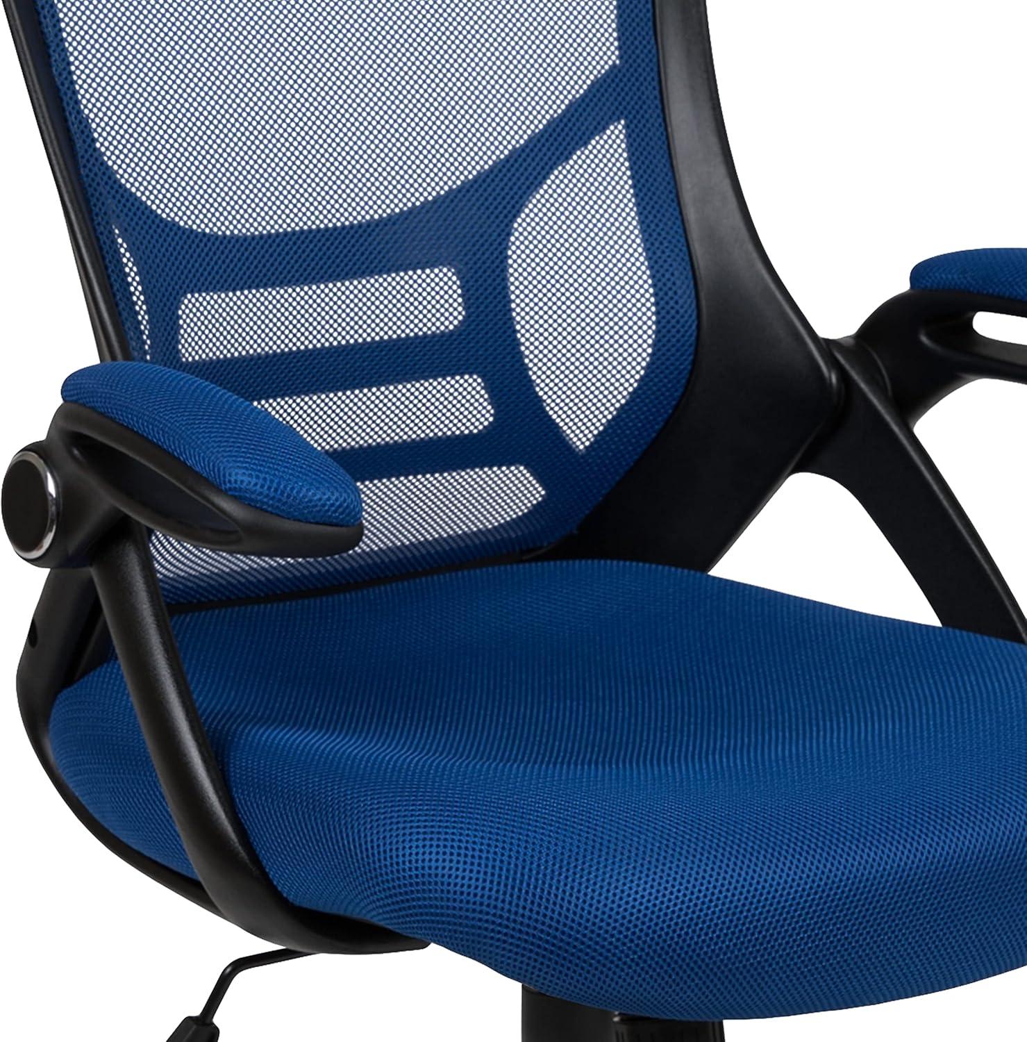 Porter Ergonomic Mesh High-Back Swivel Office Chair with Flip-Up Armrests, Blue