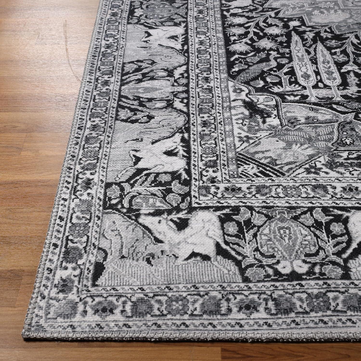 Charcoal Medallion Easy-Care Synthetic 7'6" x 9'6" Area Rug