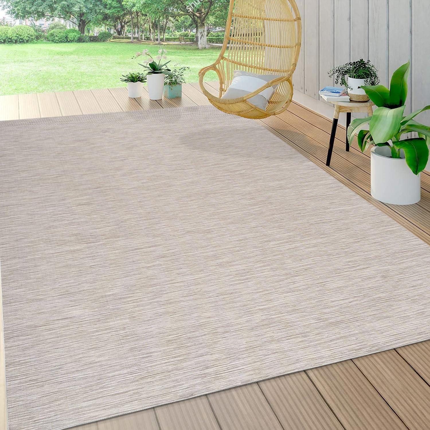 5'x8' Ethan Modern Flatweave Solid  Area Rug, Light Gray - JONATHAN Y