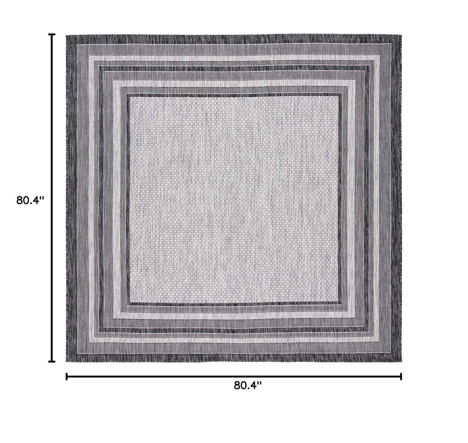 Courtyard CY8475 Power Loomed Indoor and Outdoor Area Rug - Light Grey/Black - 6'7"x6'7" - Safavieh