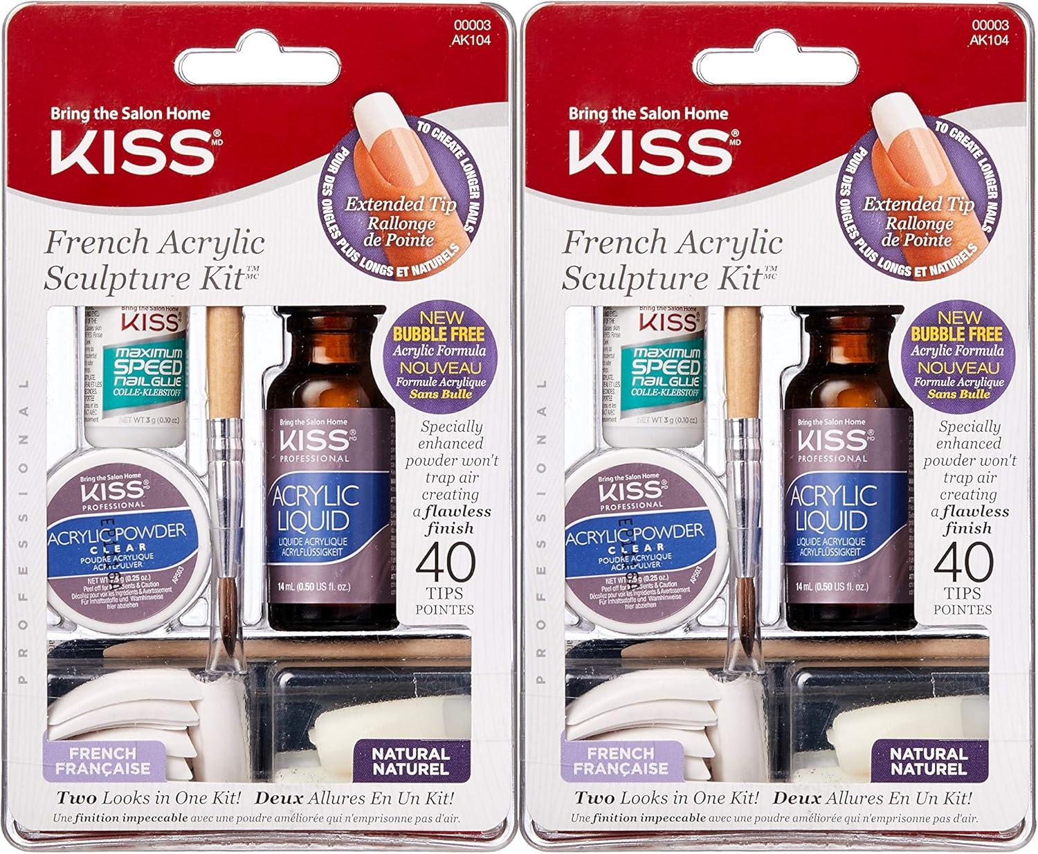 KISS Acrylic French Manicure Fake Nails Sculpture Kit - Natural - 40ct