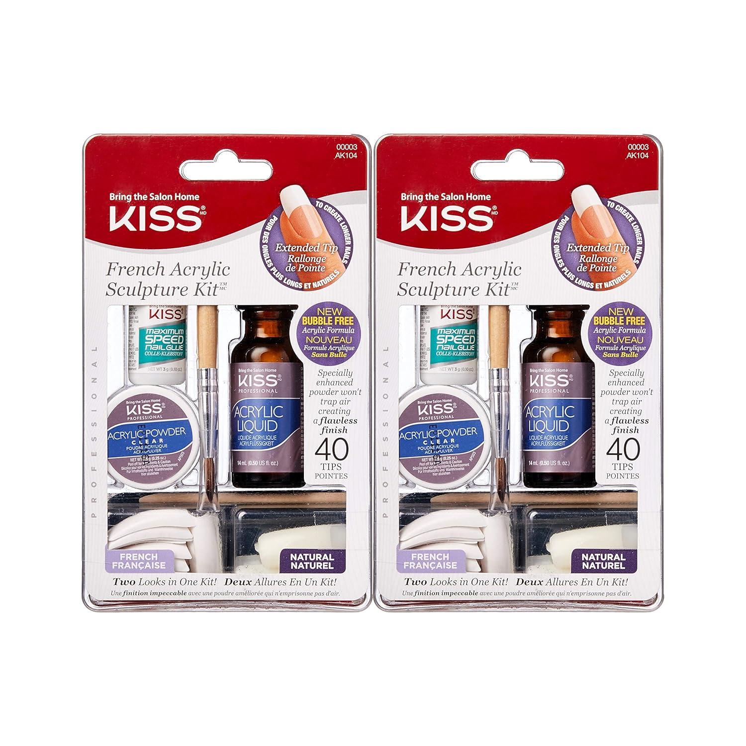 KISS Acrylic French Manicure Fake Nails Sculpture Kit - Natural - 40ct
