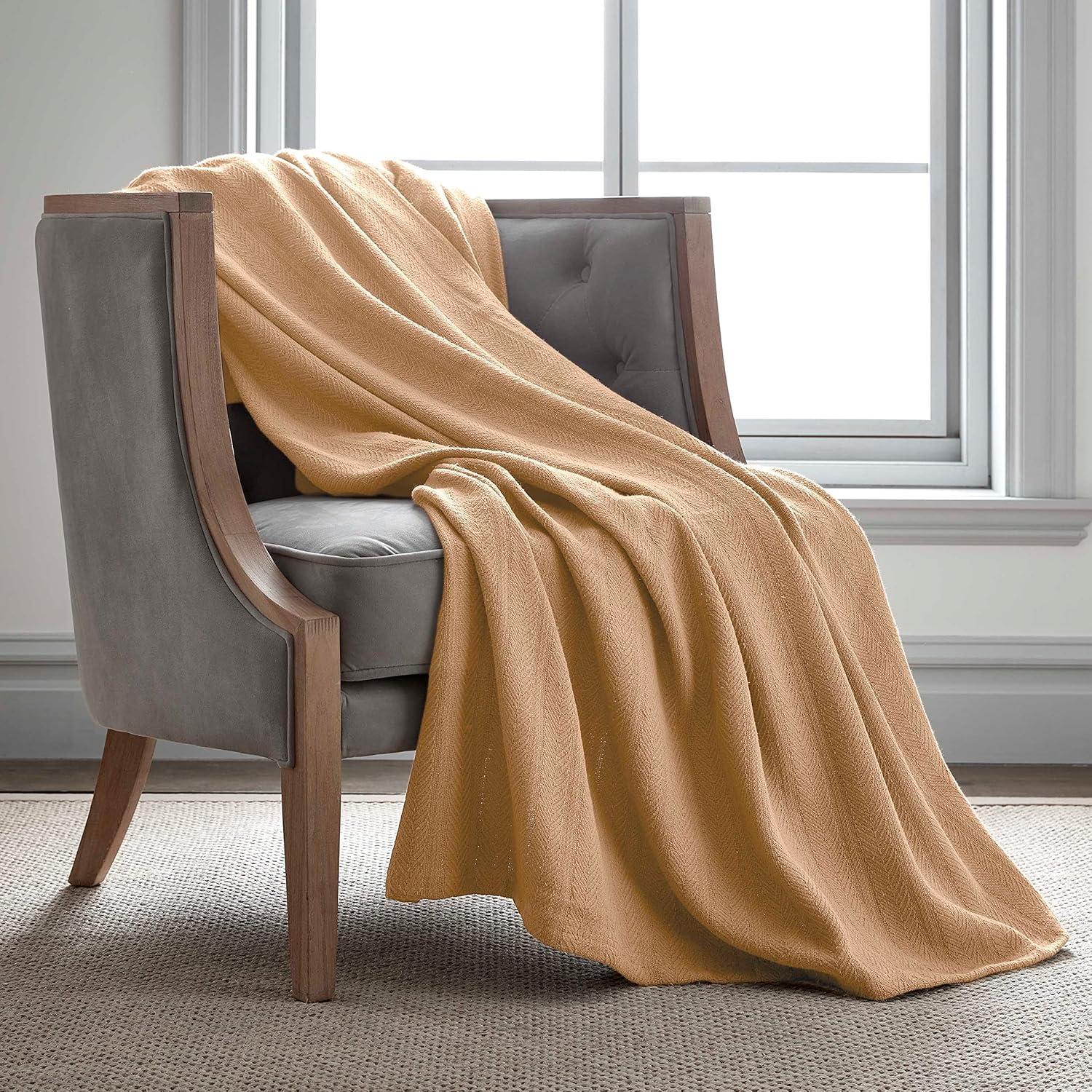 Vellux Vellux 100% Cotton Blanket - Soft, Breathable, Cozy & Lightweight Thermal Blanket  All-Season Blanket Perfect for Layering Bed, Couch & Sofa - Hotel Quality