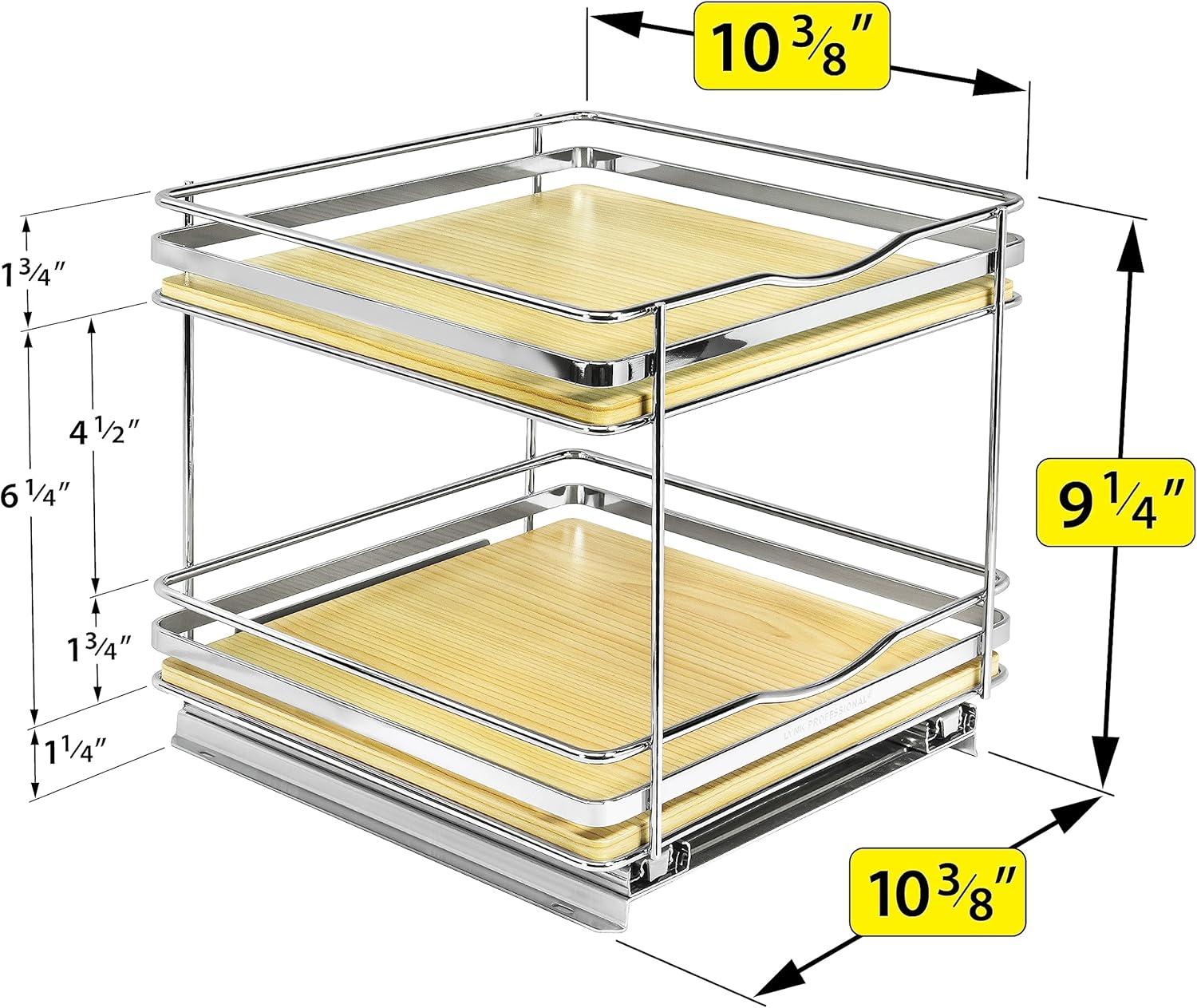 Lynk Professional Double Tier Wood and Chrome Spice Rack