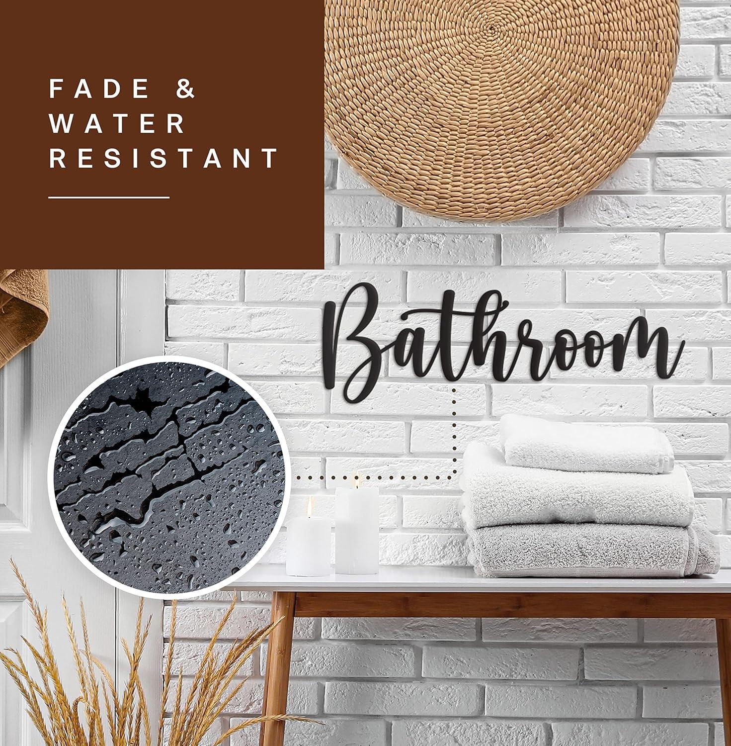 Vivegate Bathroom Letter Sign Wall Decor Metal Art - 16"x6" Farmhouse Bathroom Signs For Door Metal Cut Out Bathroom Signs Wall Decor From Durable Powder-coated Metal, Perfect For Home Farmhouse